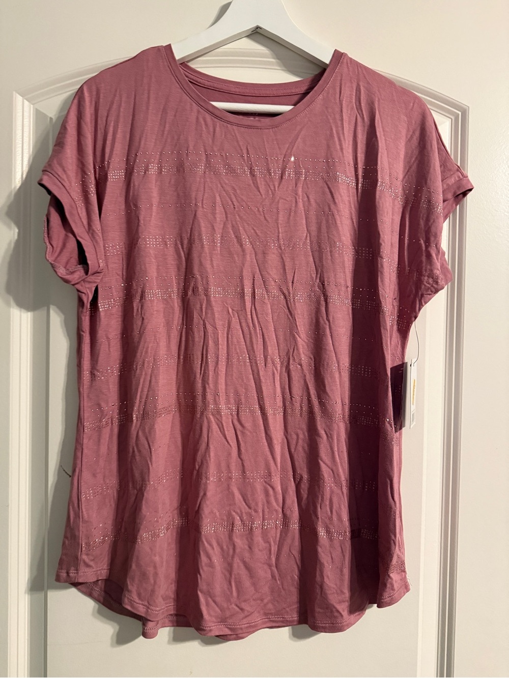 Apt. 9 Dusty Rose Short Sleeve Rhinestone Tee